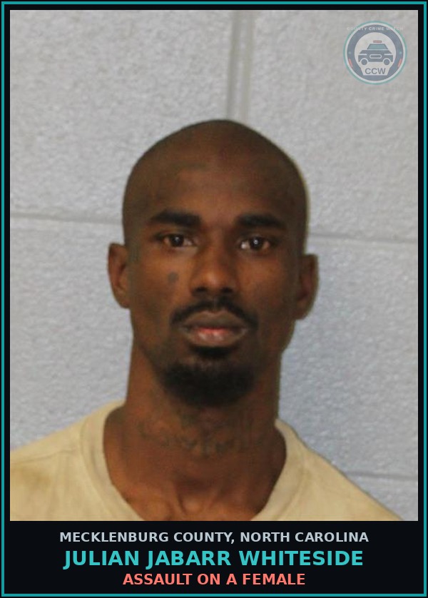 Booking mugshot of JULIAN JABARR WHITESIDE in Mecklenburg County