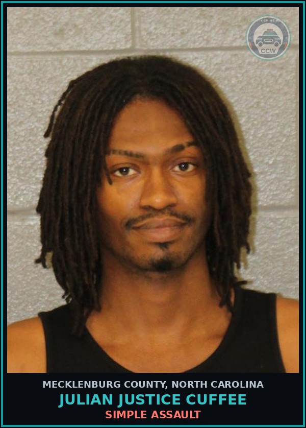 Booking mugshot of JULIAN JUSTICE CUFFEE in Mecklenburg County