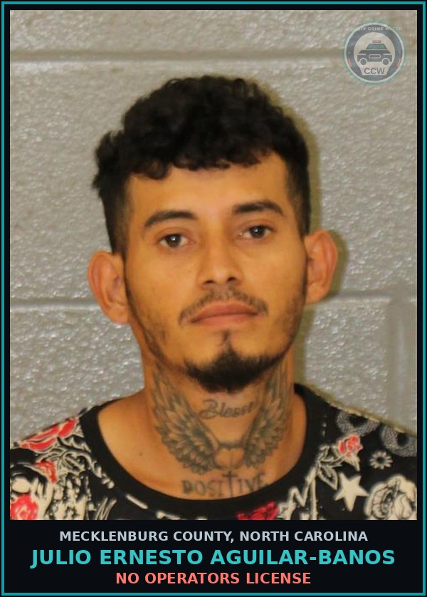 Booking mugshot of JULIO ERNESTO AGUILAR-BANOS in Mecklenburg County