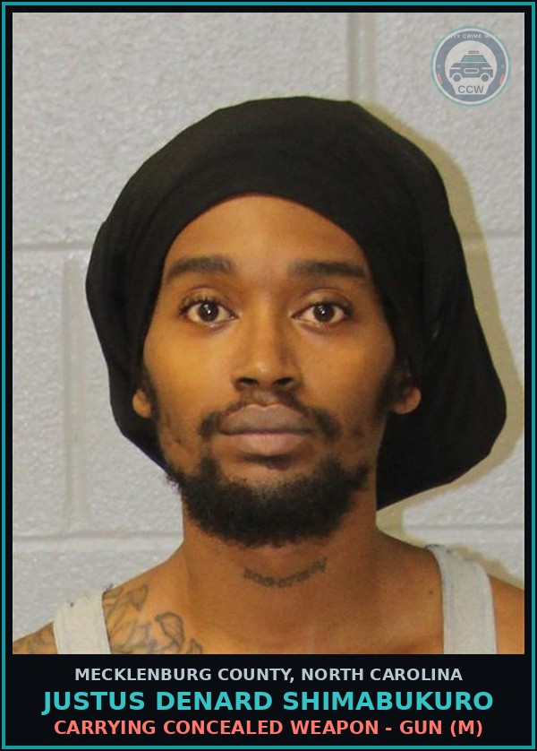 Booking mugshot of JUSTUS DENARD SHIMABUKURO in Mecklenburg County