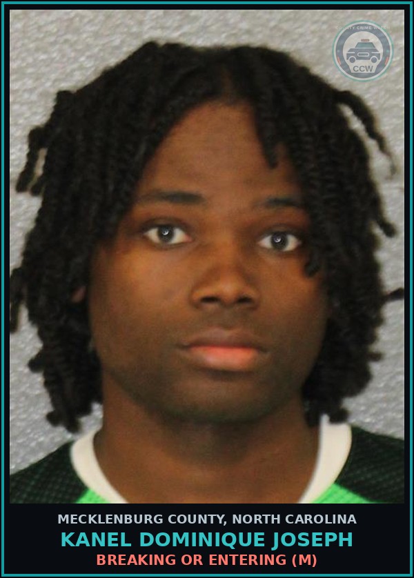 Booking mugshot of KANEL DOMINIQUE JOSEPH in Mecklenburg County