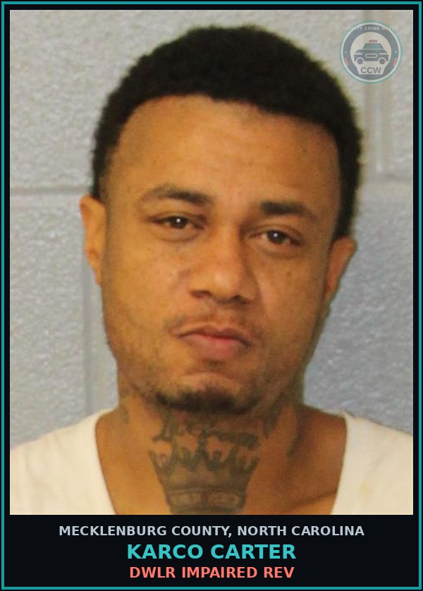 Booking mugshot of KARCO CARTER in Mecklenburg County