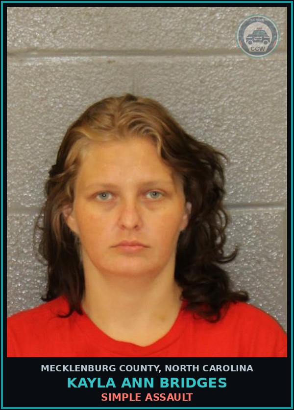 Booking mugshot of KAYLA ANN BRIDGES in Mecklenburg County