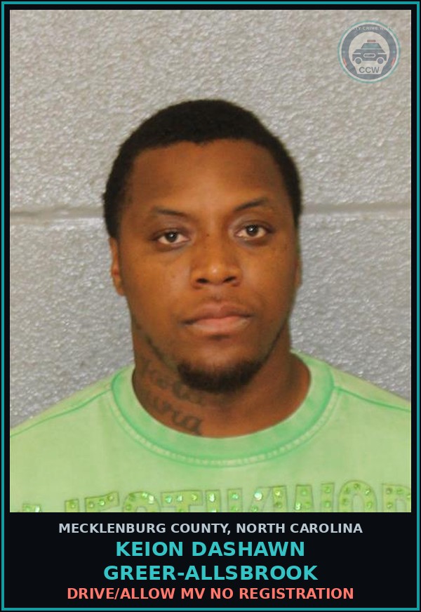 Booking mugshot of KEION DASHAWN GREER-ALLSBROOK in Mecklenburg County