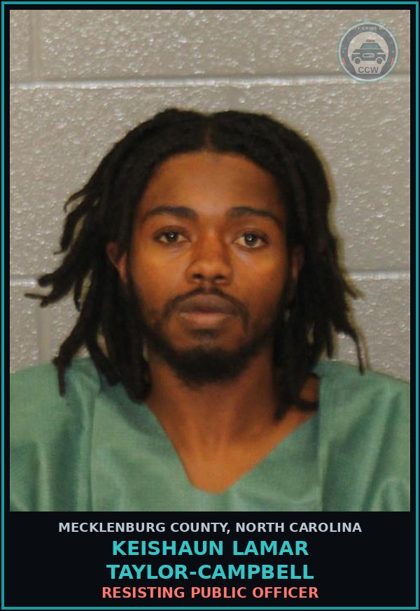 Booking mugshot of KEISHAUN LAMAR TAYLOR-CAMPBELL in Mecklenburg County