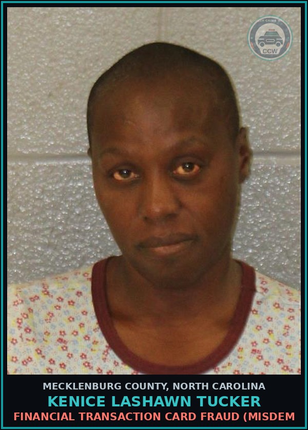 Booking mugshot of KENICE LASHAWN TUCKER in Mecklenburg County