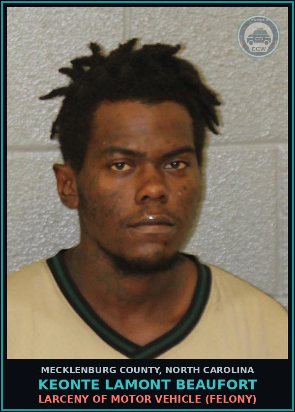 Booking mugshot of KEONTE LAMONT BEAUFORT in Mecklenburg County