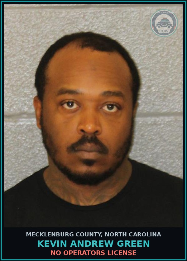 Booking mugshot of KEVIN ANDREW GREEN in Mecklenburg County