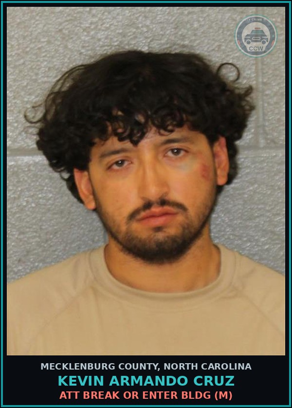 Booking mugshot of KEVIN ARMANDO CRUZ in Mecklenburg County