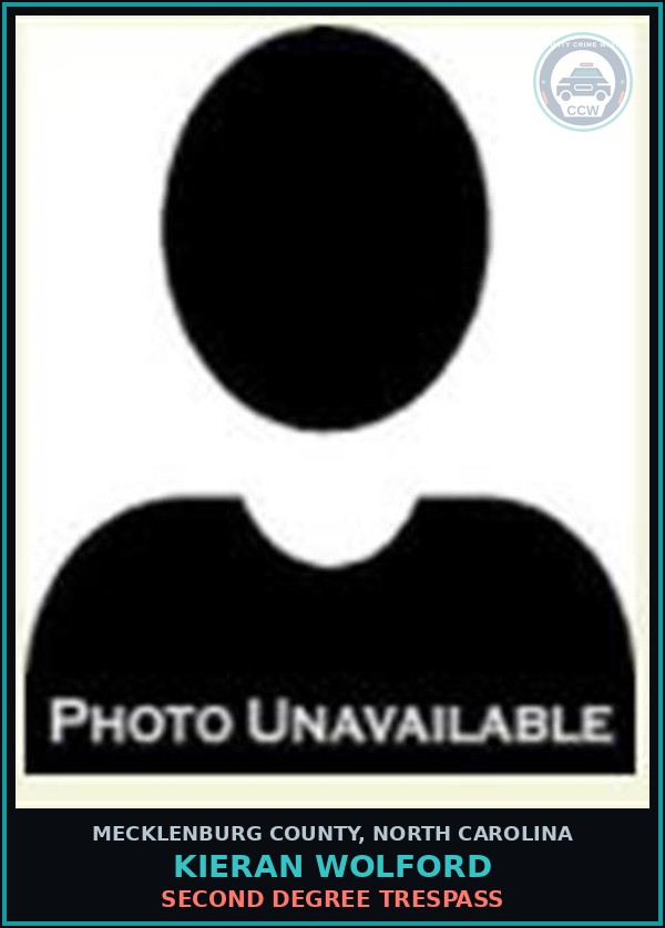 Booking mugshot of KIERAN WOLFORD in Mecklenburg County