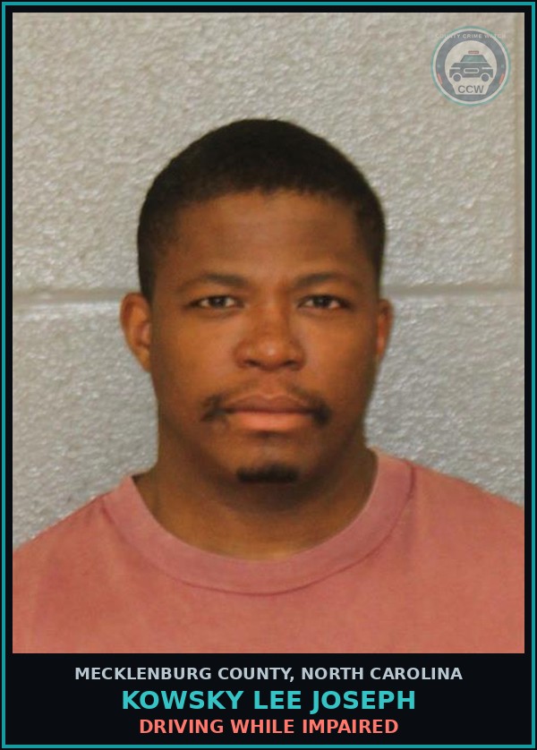 Booking mugshot of KOWSKY LEE JOSEPH in Mecklenburg County