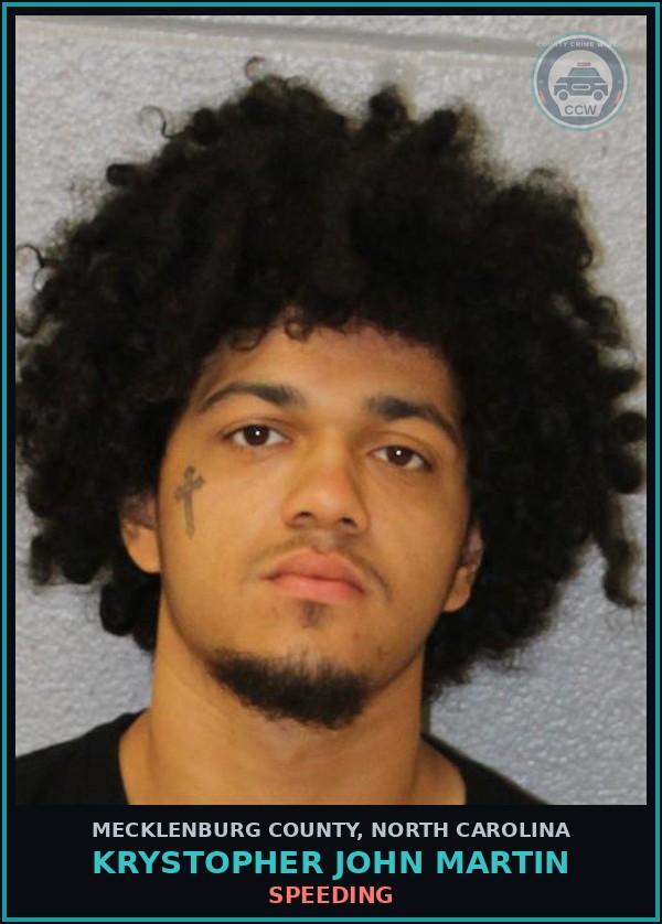 Booking mugshot of KRYSTOPHER JOHN MARTIN in Mecklenburg County
