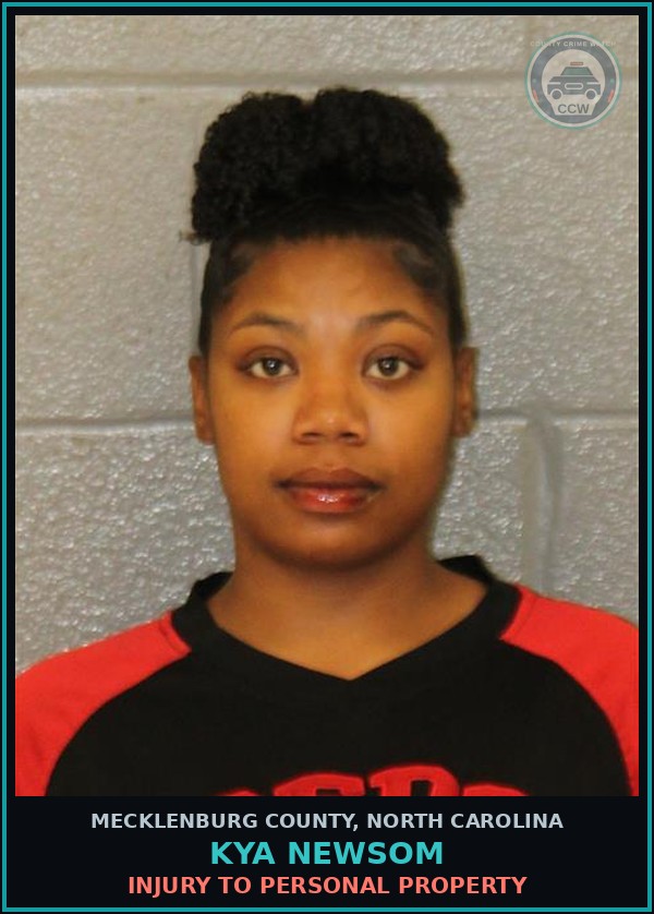 Booking mugshot of KYA NEWSOM in Mecklenburg County