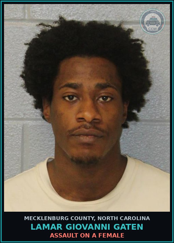 Booking mugshot of LAMAR GIOVANNI GATEN in Mecklenburg County