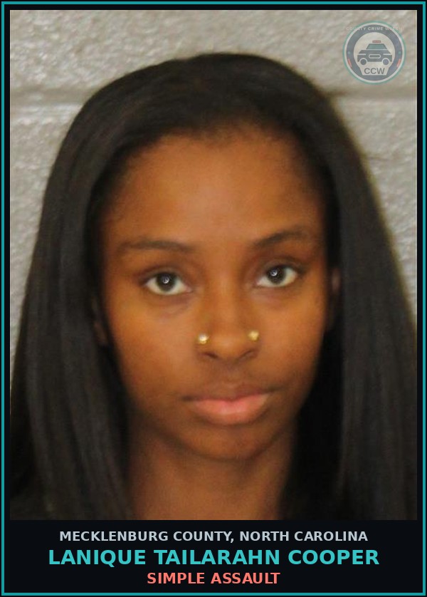 Booking mugshot of LANIQUE TAILARAHN COOPER in Mecklenburg County
