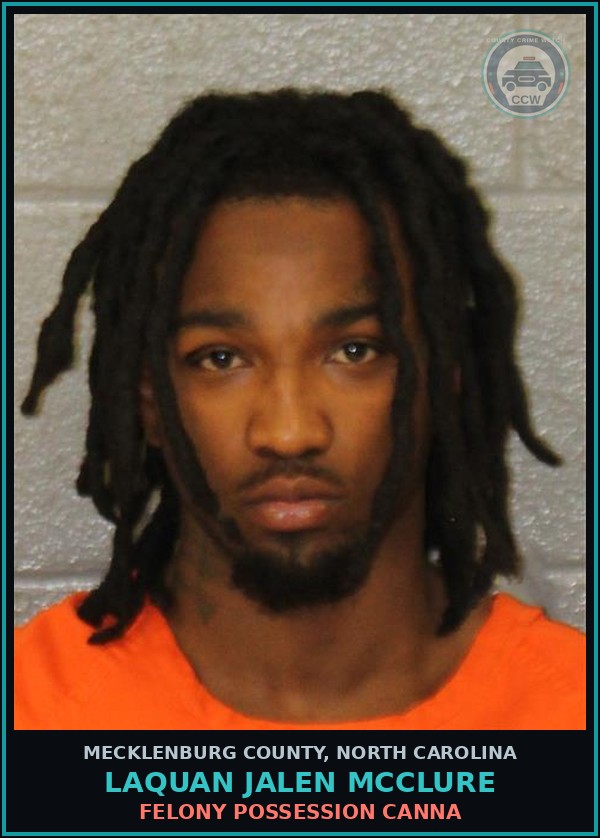 Booking mugshot of LAQUAN JALEN MCCLURE in Mecklenburg County