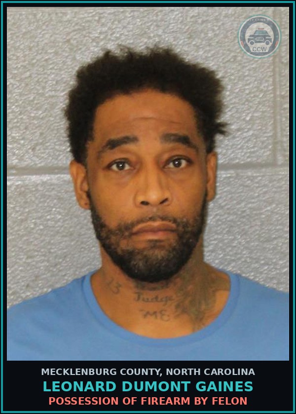 Booking mugshot of LEONARD DUMONT GAINES in Mecklenburg County