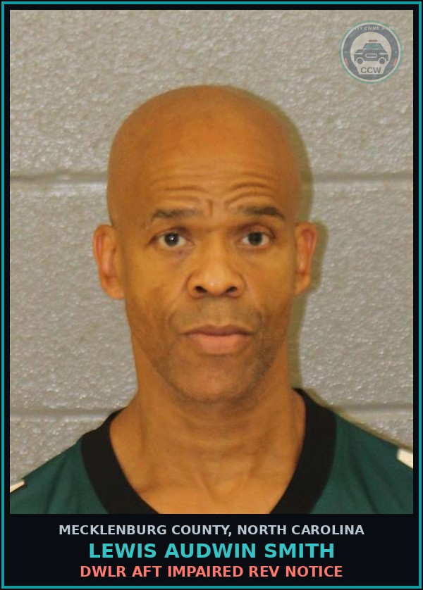 Booking mugshot of LEWIS AUDWIN SMITH in Mecklenburg County