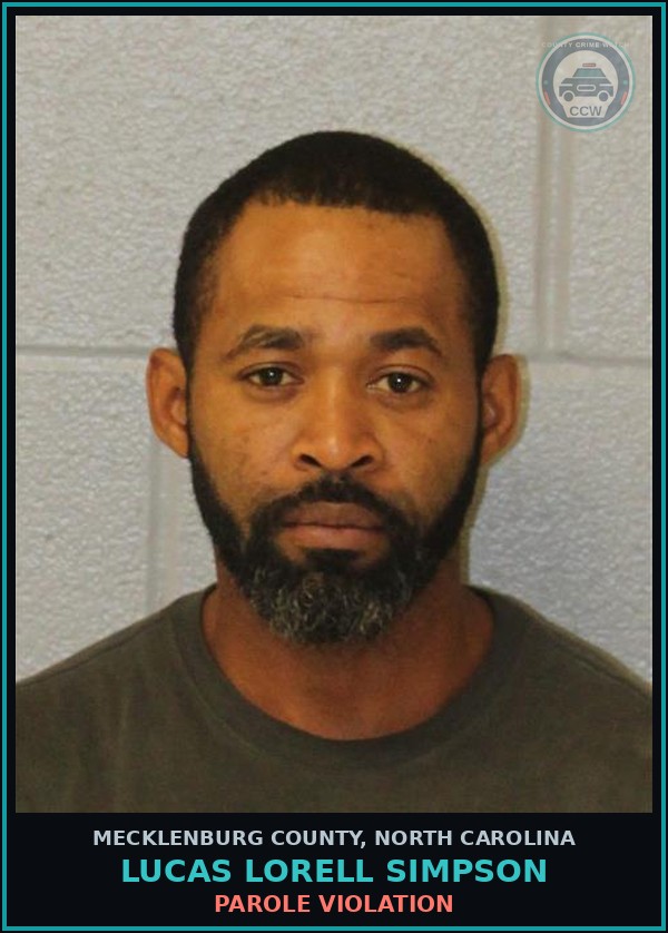 Booking mugshot of LUCAS LORELL SIMPSON in Mecklenburg County