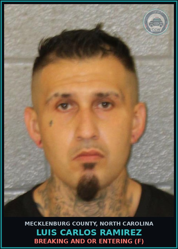 Booking mugshot of LUIS CARLOS RAMIREZ in Mecklenburg County