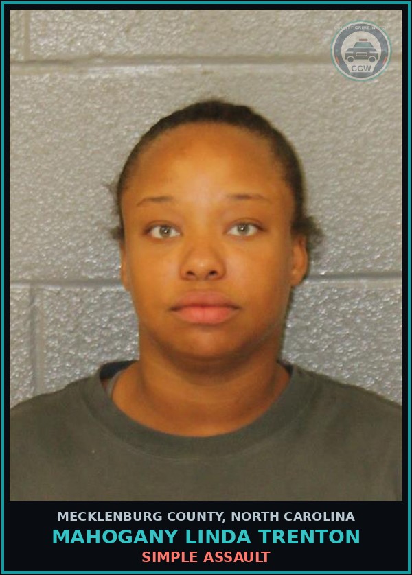 Booking mugshot of MAHOGANY LINDA TRENTON in Mecklenburg County