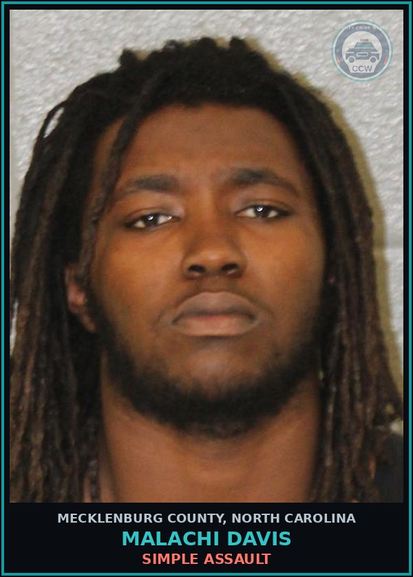 Booking mugshot of MALACHI DAVIS in Mecklenburg County