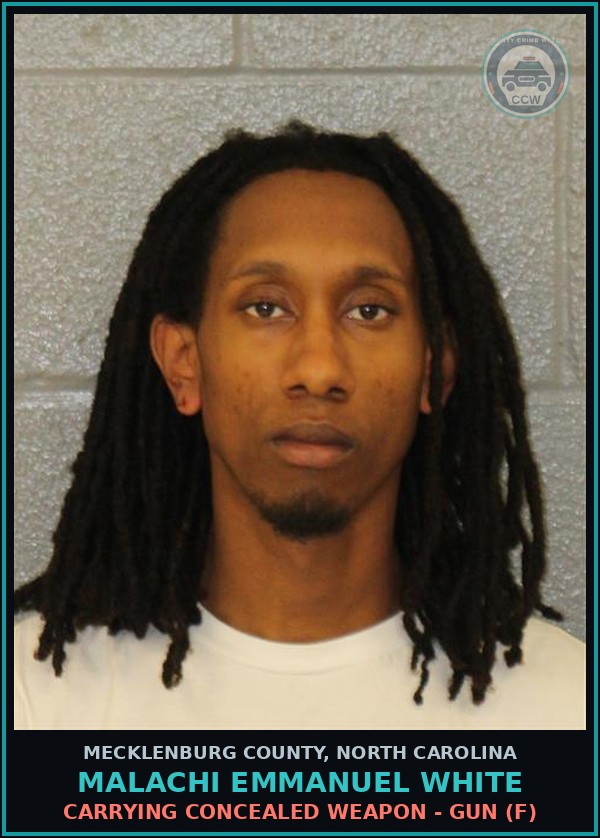 Booking mugshot of MALACHI EMMANUEL WHITE in Mecklenburg County