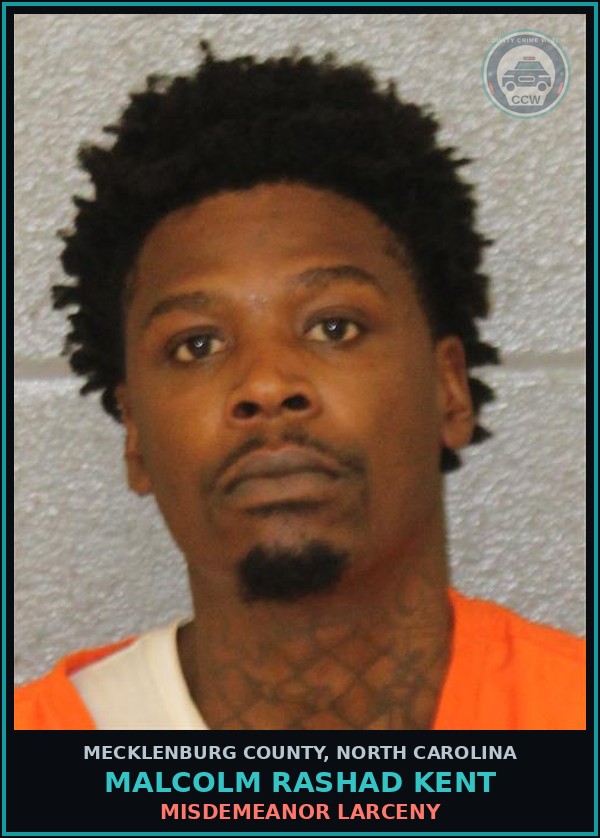 Booking mugshot of MALCOLM RASHAD KENT in Mecklenburg County