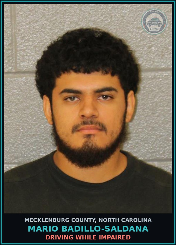 Booking mugshot of MARIO BADILLO-SALDANA in Mecklenburg County