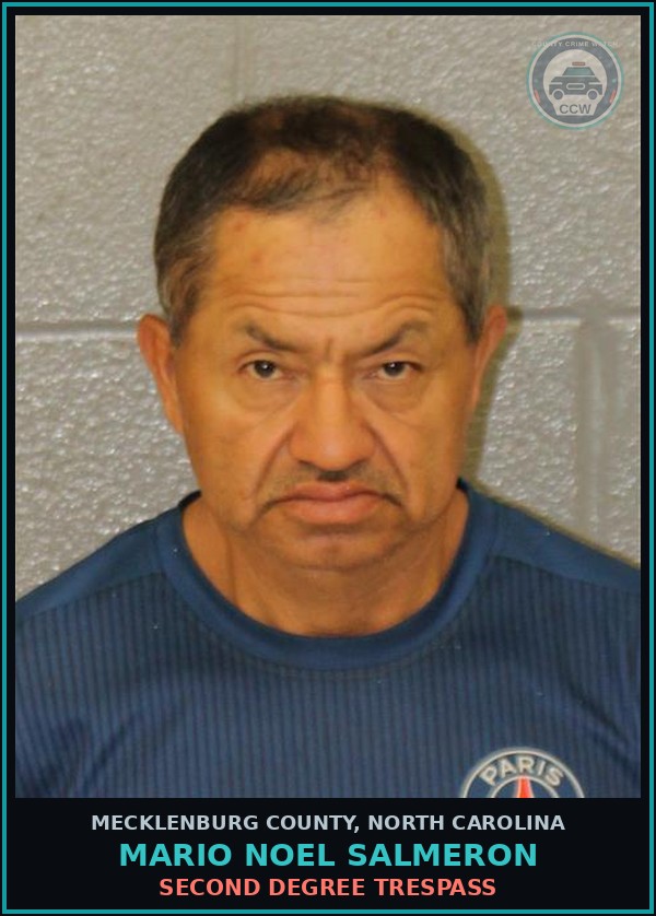 Booking mugshot of MARIO NOEL SALMERON in Mecklenburg County