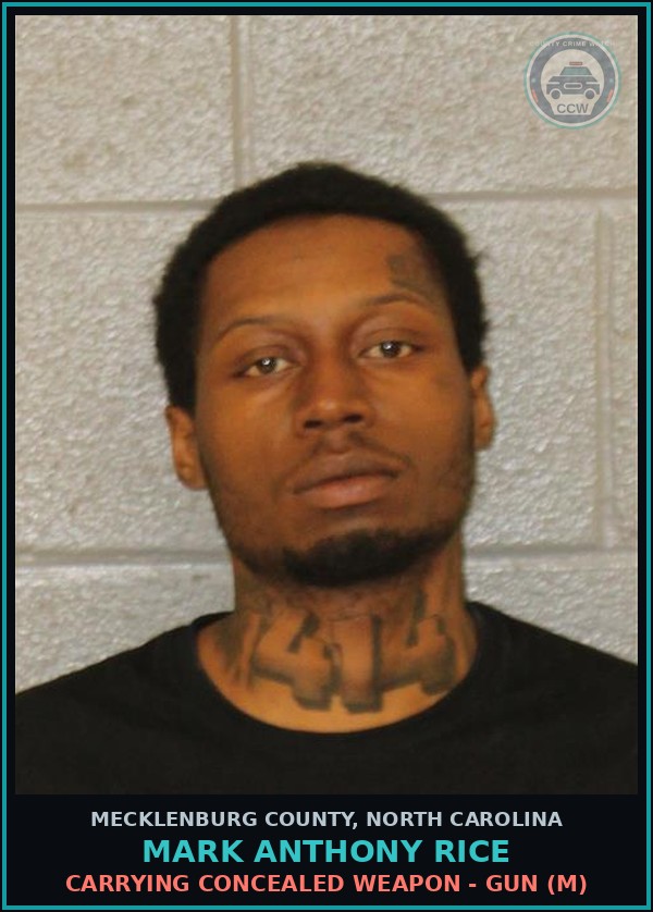 Booking mugshot of MARK ANTHONY RICE in Mecklenburg County