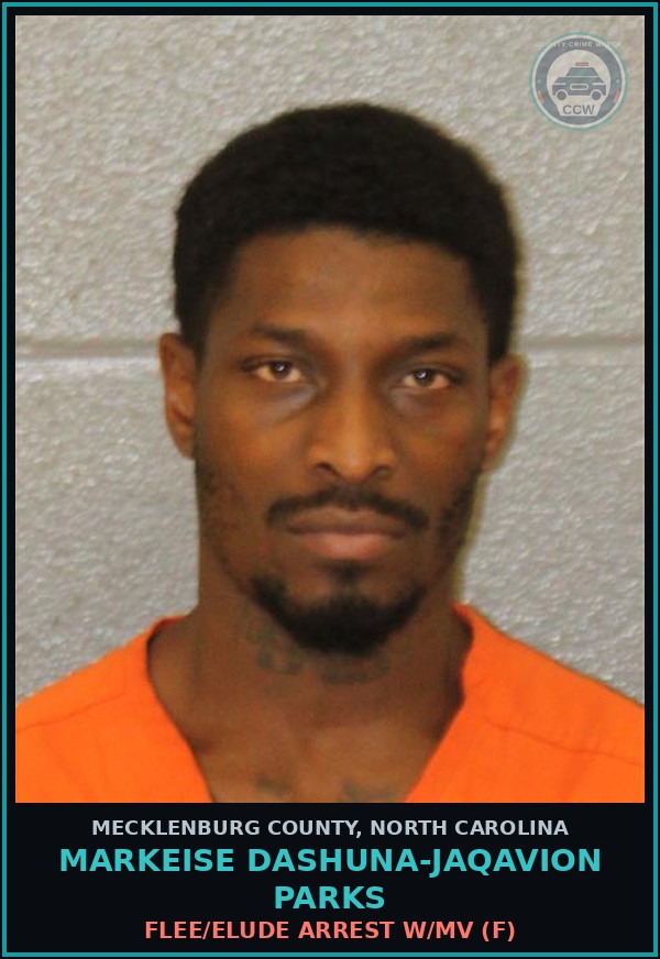 Booking mugshot of MARKEISE DASHUNA-JAQAVION PARKS in Mecklenburg County