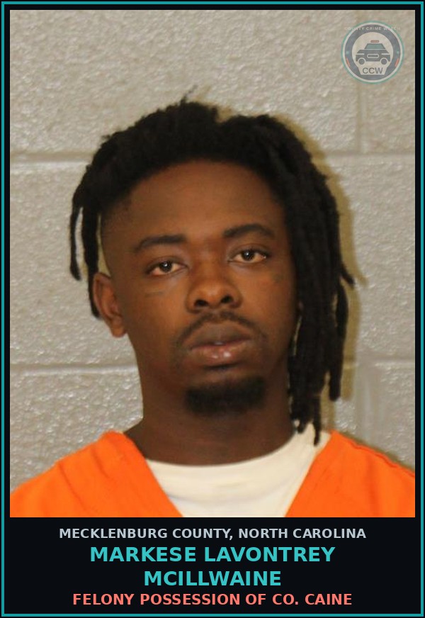 Booking mugshot of MARKESE LAVONTREY MCILLWAINE in Mecklenburg County