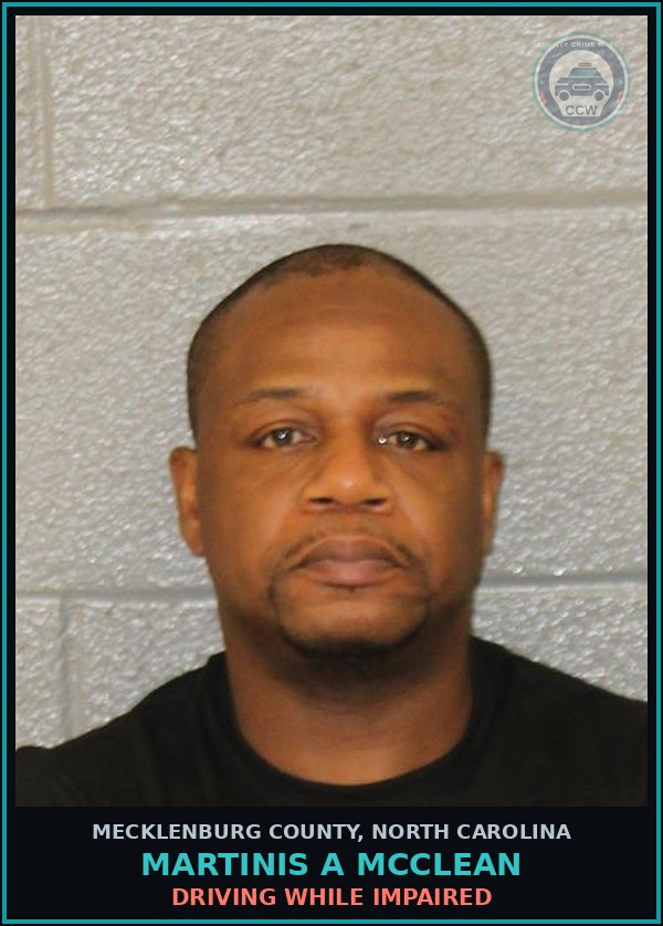 Booking mugshot of MARTINIS A MCCLEAN in Mecklenburg County