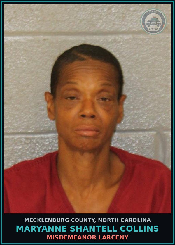 Booking mugshot of MARYANNE SHANTELL COLLINS in Mecklenburg County