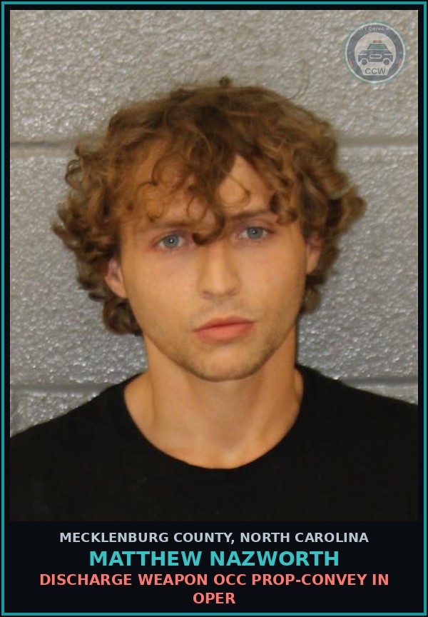 Booking mugshot of MATTHEW NAZWORTH in Mecklenburg County