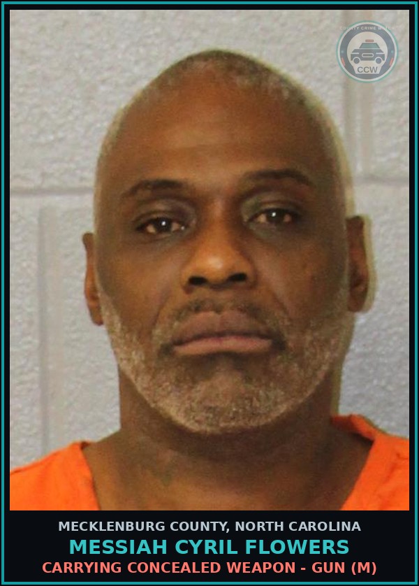 Booking mugshot of MESSIAH CYRIL FLOWERS in Mecklenburg County