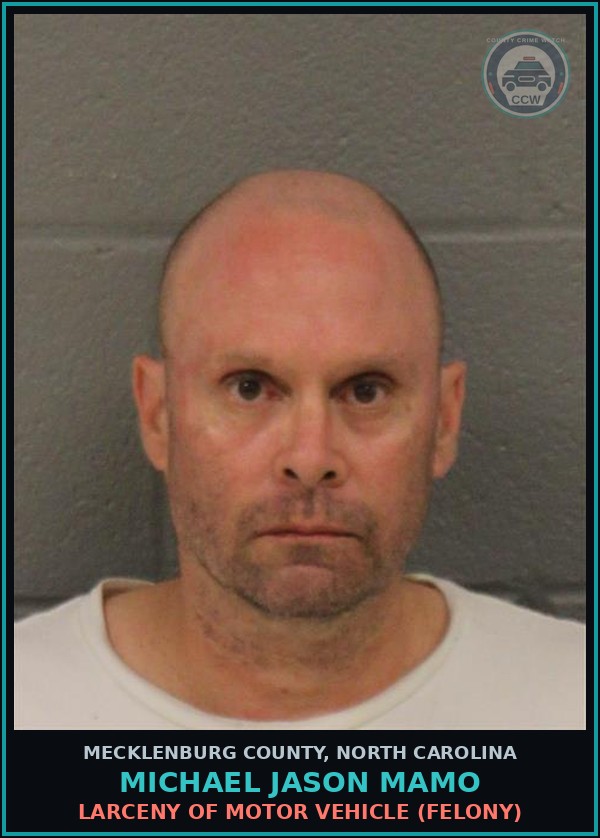 Booking mugshot of MICHAEL JASON MAMO in Mecklenburg County