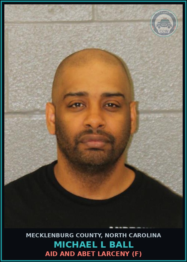 Booking mugshot of MICHAEL L BALL in Mecklenburg County