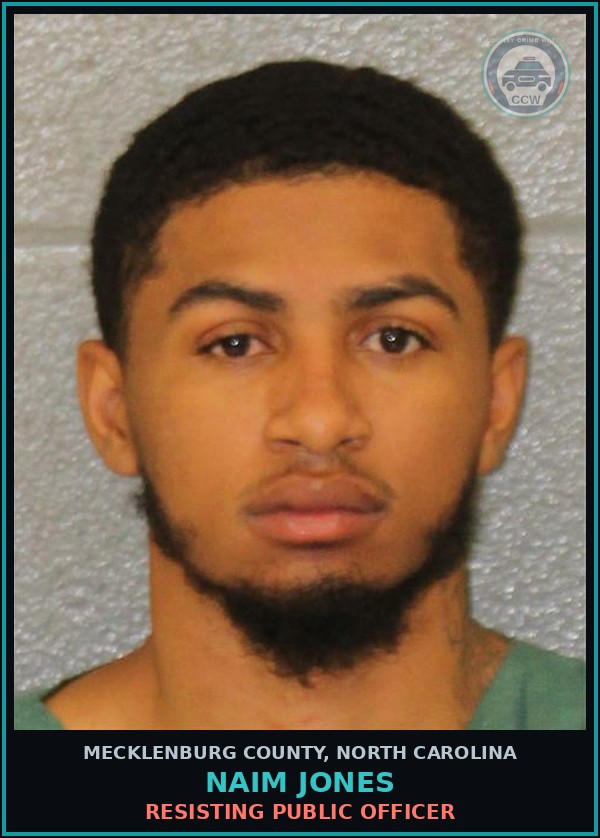 Booking mugshot of NAIM JONES in Mecklenburg County