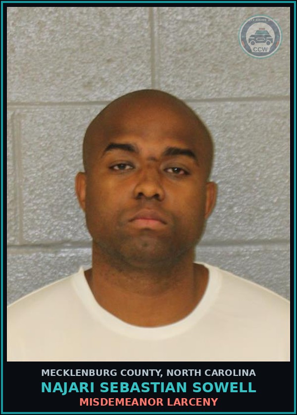 Booking mugshot of NAJARI SEBASTIAN SOWELL in Mecklenburg County
