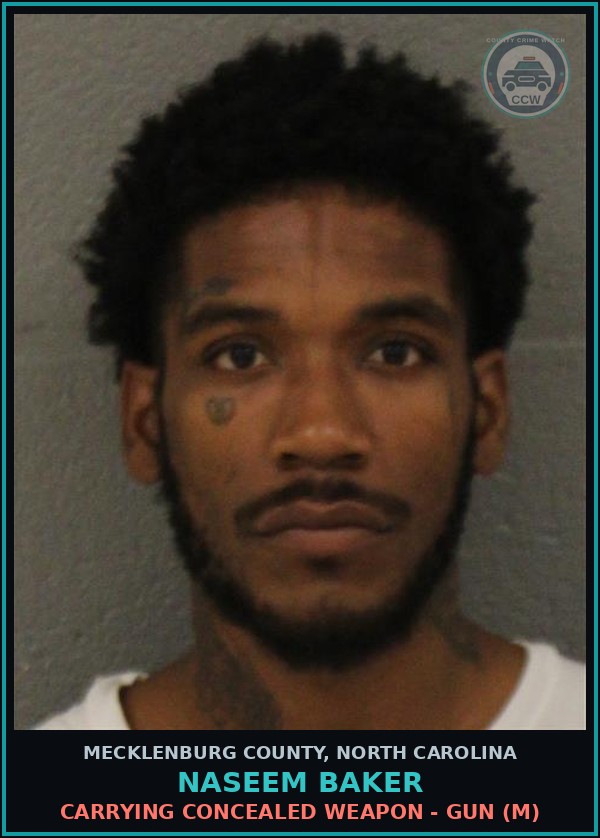Booking mugshot of NASEEM BAKER in Mecklenburg County