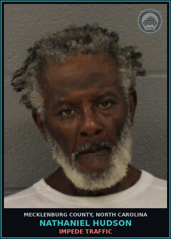 Booking mugshot of NATHANIEL HUDSON in Mecklenburg County