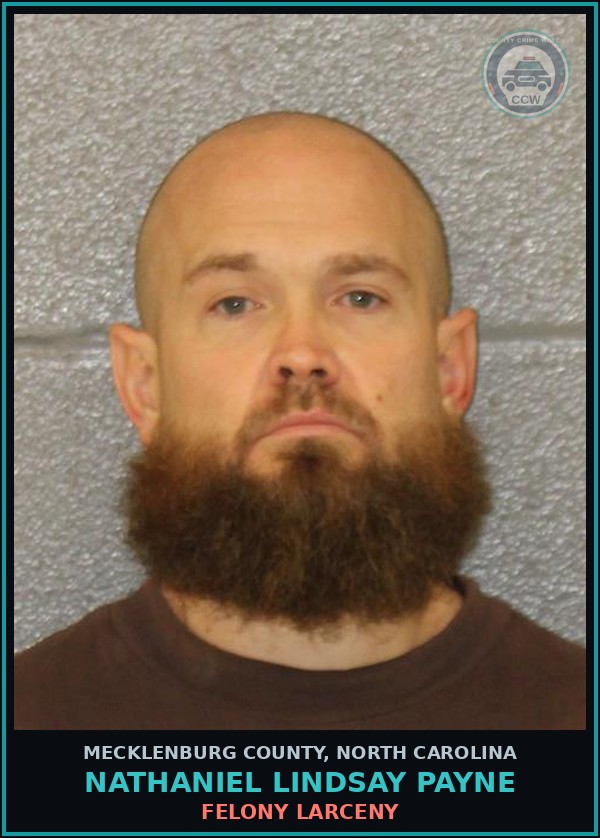 Booking mugshot of NATHANIEL LINDSAY PAYNE in Mecklenburg County