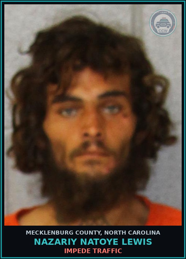Booking mugshot of NAZARIY NATOYE LEWIS in Mecklenburg County