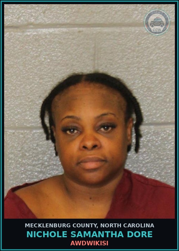 Booking mugshot of NICHOLE SAMANTHA DORE in Mecklenburg County