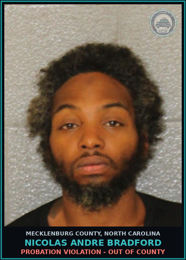 Booking mugshot of NICOLAS ANDRE BRADFORD in Mecklenburg County