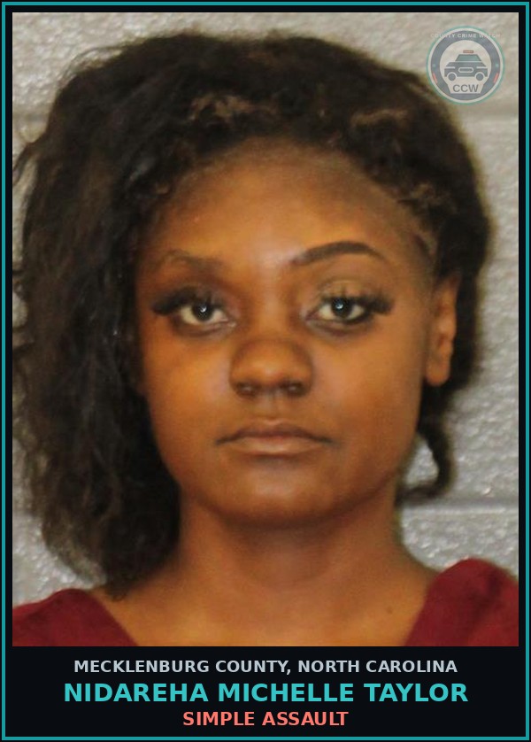 Booking mugshot of NIDAREHA MICHELLE TAYLOR in Mecklenburg County