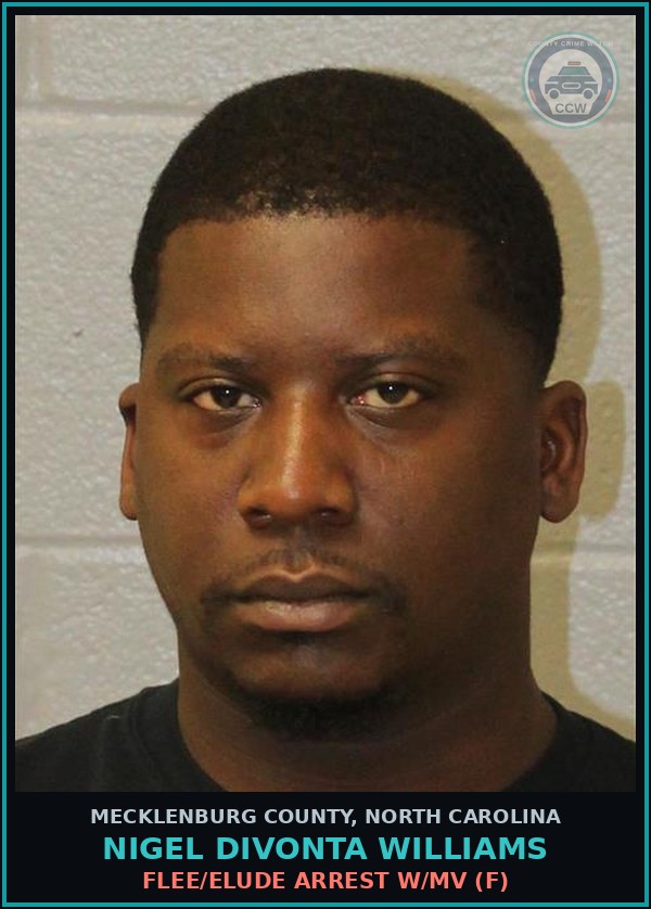 Booking mugshot of NIGEL DIVONTA WILLIAMS in Mecklenburg County