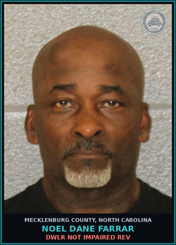 Booking mugshot of NOEL DANE FARRAR in Mecklenburg County